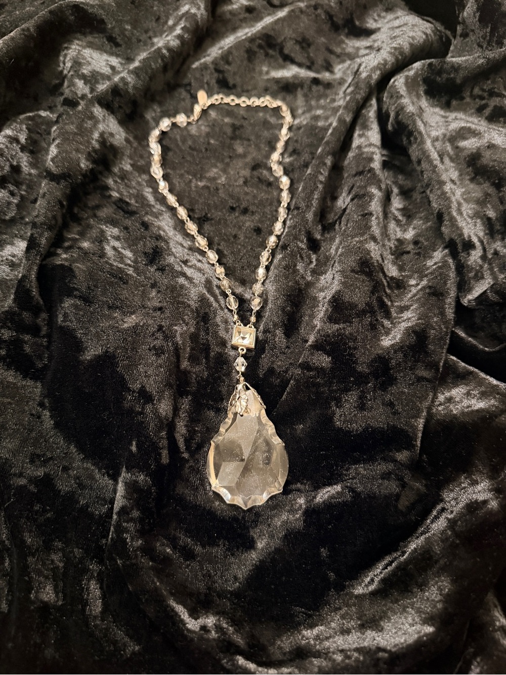 Coach Crystal Pendant Necklace in Gold & Gray